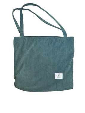 Kalidi Corduroy Tote Bag in Teal Green - Casual Everyday Shoulder Bag